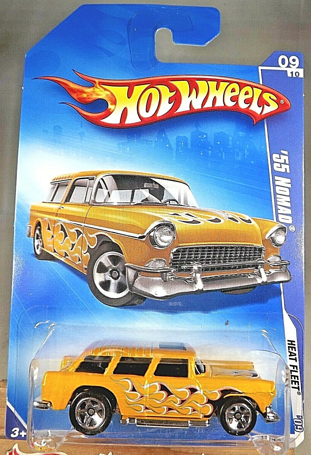 2009 Hot Wheels #125 Heat Fleet 9/10 '55 NOMAD Yellow Variation w/Chrome 5 Spoke