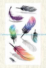 colorful 3D feather temporary tattoo body arts tattoo