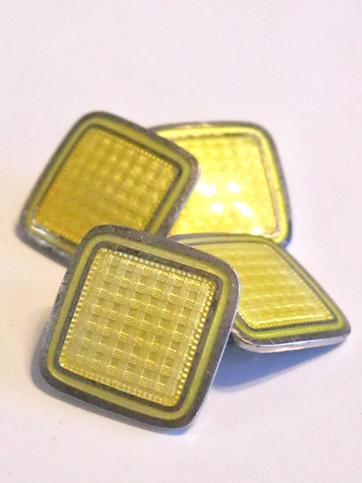 古董老式/复古艺术装饰 1920 年代 KREMENTZ 珐琅纯银 925 黄色装饰 — 第 2/4 张图片