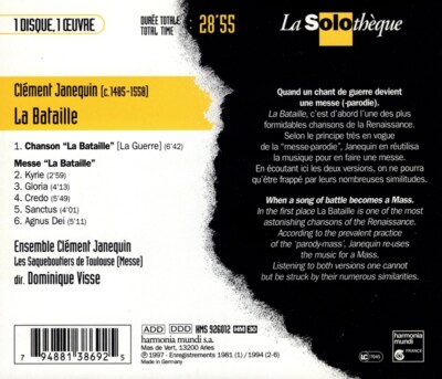 CD Dominique Visse - Janequin La Bataille Chanson & Messe | eBay