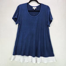 Studio B Baby Doll Dress Womens Medium Blue White Layered Cover up