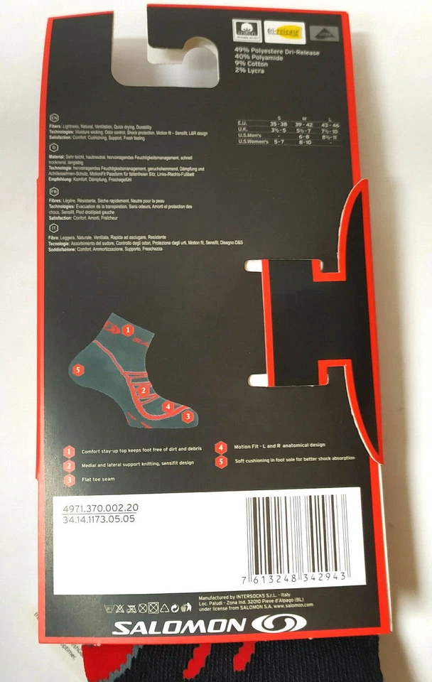 Salomon XA Pro II DX + SX black/red socks socks stockings size 39/42 trail running - Image 2 of 4