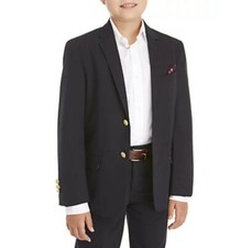 IZOD Boys Brass Button Blazer Jacket, Blue Indigo, 12 Husky