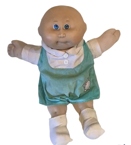 Vintage Early 1980 Cabbage Patch Kid Bald Baby Boy Xavier Roberts Signed Clothes