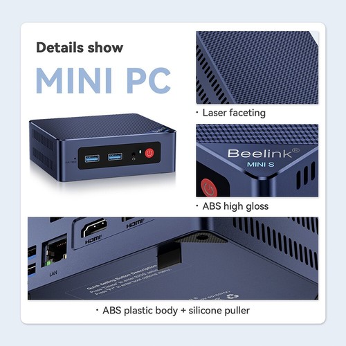 Beelink MINI S12 PRO Intel N100 mini pc RAM 16GB SSD 500GB DDR4 gaming mini pc - Picture 5 of 21
