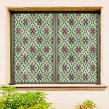 3D Purple Flower ZHUA057 Window Film Print Sticker Cling Stained Glass UV Zoe