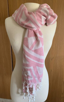 Kate Louise Shawl Scarf Pink Geometric Shapes