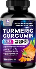Turmeric Supplement Curcumin 2350mg - Organic Ginger & Turmeric, Joint Support