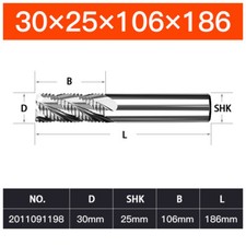 Image of HRC32° Dia 6-30mm 4 Flutes Spiral Rough End Mill High Speed Steel Milling Cutter