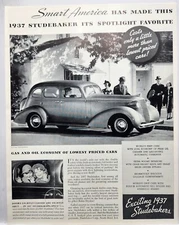 1937 Studabaker Home Couples Vintage Print Ad Man Cave Poster Art 30's