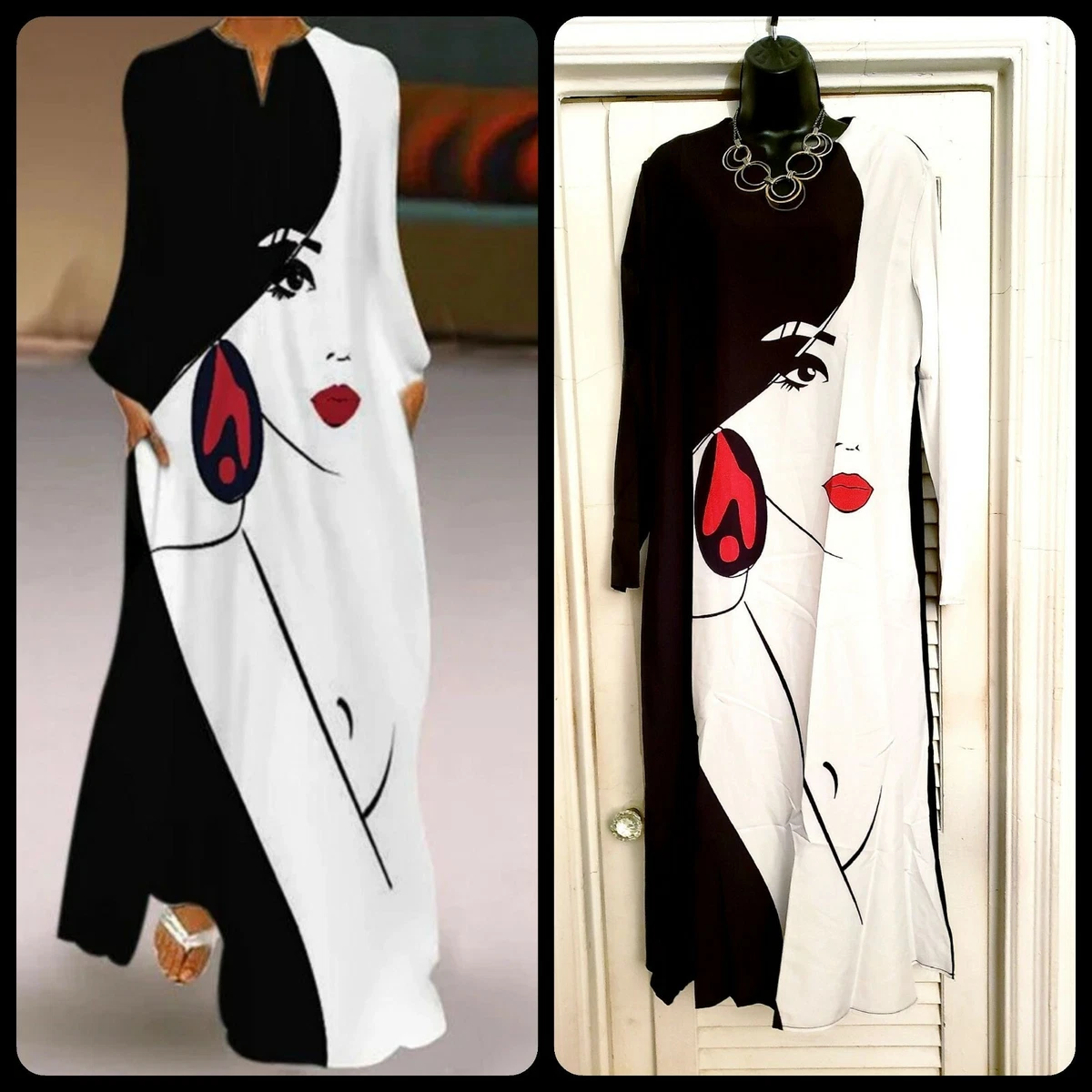 Black and white design cheap dress