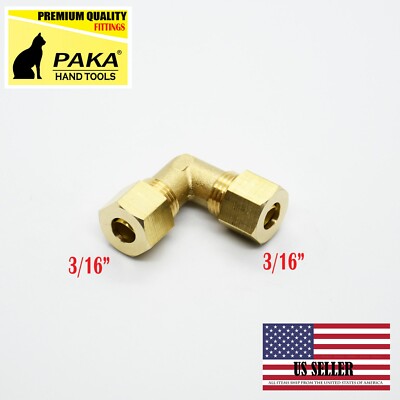 5 PCS    3/16'' OD 90º Compression Union Elbow ,BRASS COMPRESSION FITTING