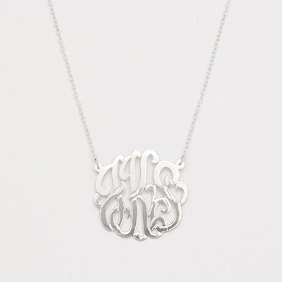 .925 Sterling Silver Custom Three Letter Initial Monogram Pendant 