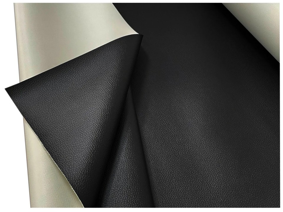 Black Grain Heavy Duty Faux Leather Fabric Leatherette Upholstery