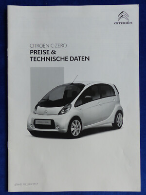 Citroen C-Zero Electric Car Price List MY 2018 Brochure Brochure 06.2017
