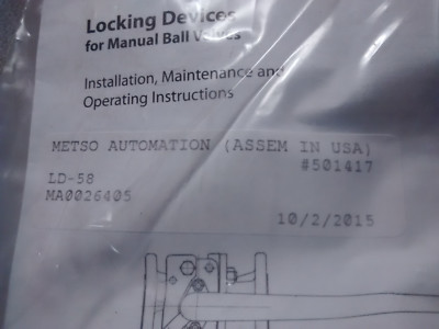 New Metso Automation LD-58 Locking Devices for Manual Ball Valve DN 150 DN 100