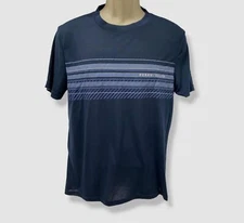 $38 Perry Ellis Men's Blue Crew Logo Print Graphic Crew-Neck T-Shirt Size S