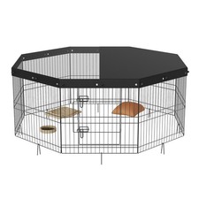Uimoso Dog Playpen 8 Panels Foldable Metal Dog Exercise Pen with Top Cover 24" H