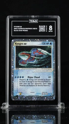 RANK #1 TAG 8 Pokemon Card Black Star Promo Holo Kyogre EX #001 NM/MINT SWIRL 🌀