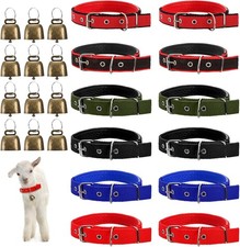 12 Pack Adjustable Goat Sheep Collars with Bells Nylon Livestock Collar Set