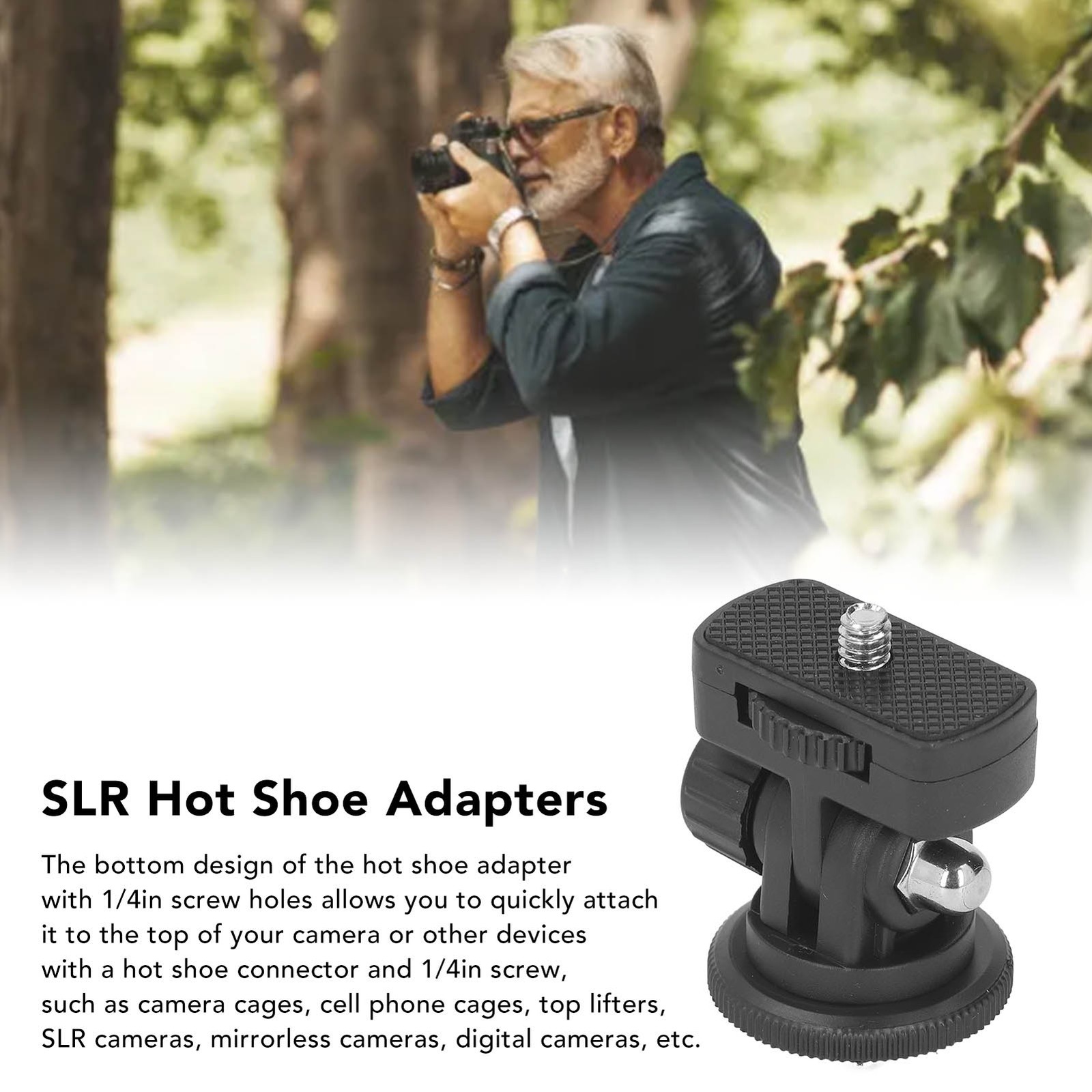 Hot Shoe Adapter With 1/4in Screw Hole 180 Degree Tilt Non Slip For SLR Micro SL