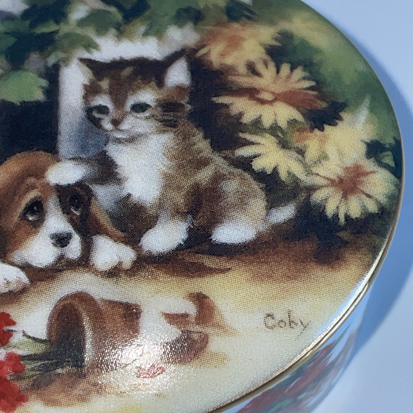 Vtg Ardleigh Elliott Porcelain Music Box 1992 Cat & Dog “you’ve got a friend”
