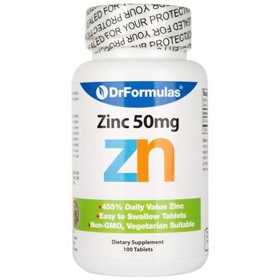 DrFormulas Zinc for Acne 50mg Supplement with Chelated 100 Count (Pack of 1)
