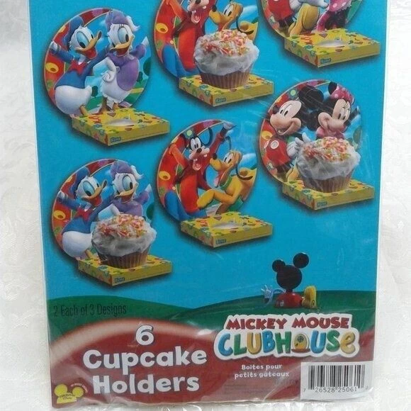 Disney Mickey Mouse Clubhouse Paquete Fácil Montaje de 6 Porta Cupcakes NUEVO Foto 3 de 4