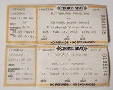 1993 & 1994 Pittsburgh Penguins Choice Seat Tickets (Black Hawks & Rangers)