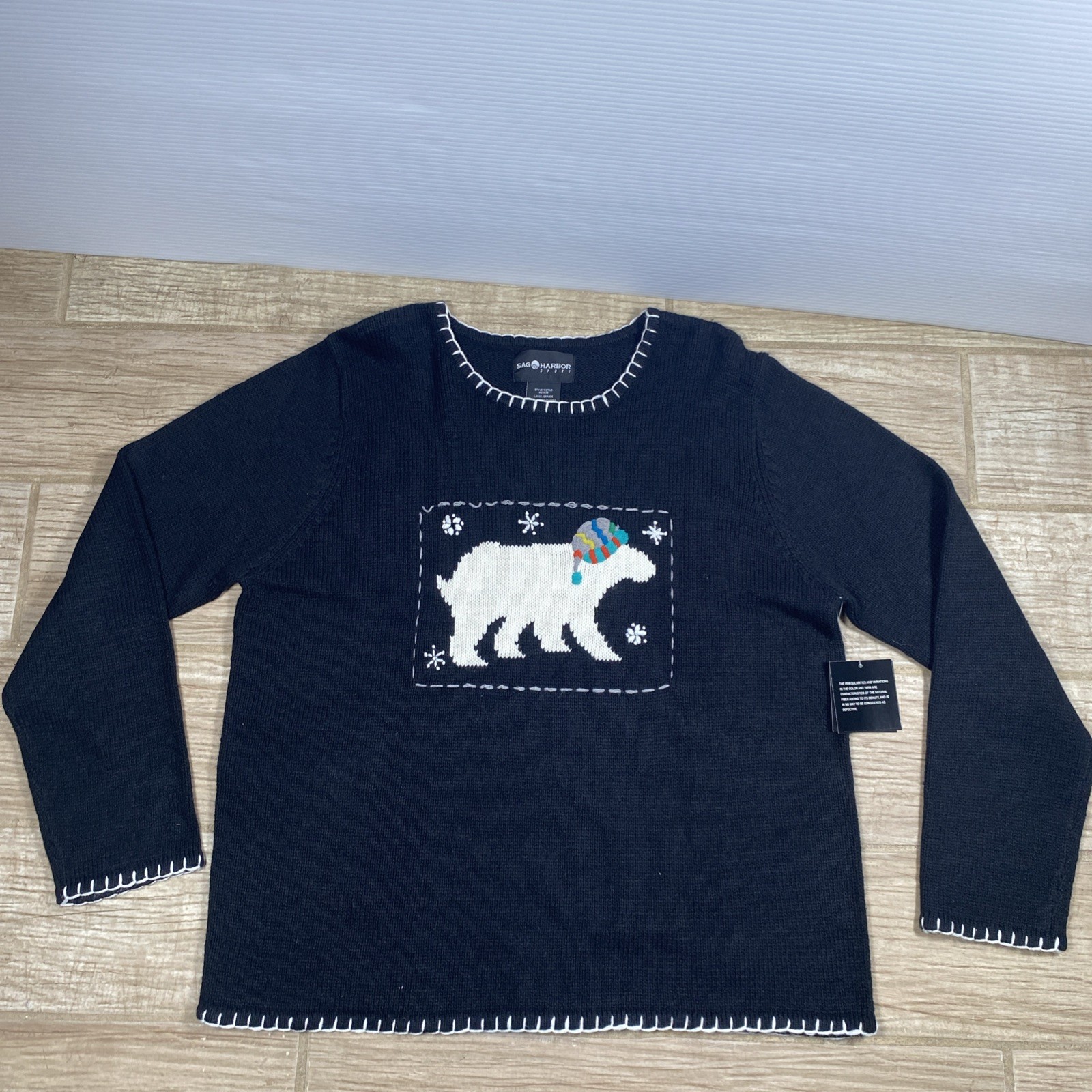 Sag Harbor Knit Round Neck Ugly Sweater Pullover Women's Size Large Whimsical