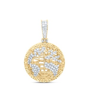 Authentic .925 Gold Plated Natural Diamond Earth Globe The World Is Yours Pendant 1/3 CT