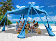 Beach Tent Sun Shelter Beach Canopy Tent Sun Shade Pop up 10X10 UPF50 with 8 Sa