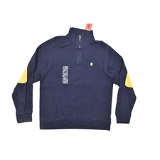 Izod Men's Regular Size M Navy Blue Quarter Zip Pullover Sweater 100 Cotton NEW