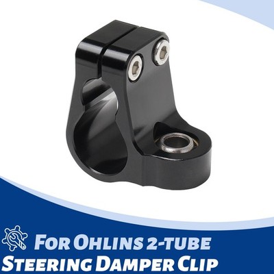 Steering Damper Clamp For Ohlins 2-tube Steering Stabilizer Mount Clip Black