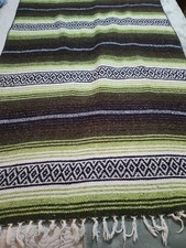 Mexican Southwestern Falsa Blanket Thrown Fringe 47 x 72 1/2 " Yoga Boho