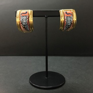EGA HERMES Emaille Enamel Leopard Gold Tone Earrings/9CE0533