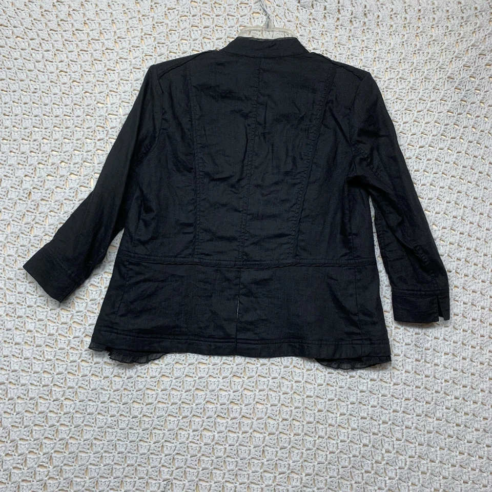 Chaqueta Blazer Multiples 100% Lino Mujer Talla S Militar Negra Botones Delanteros Abiertos Foto 3 de 4