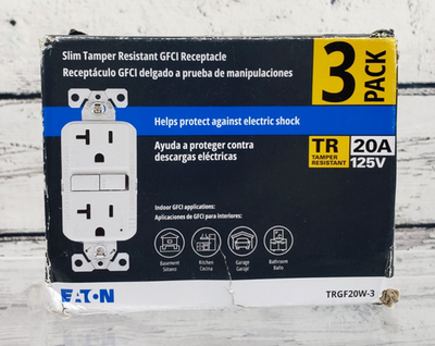 #ad EATON TRGF20W 3 20 Amp TAMPER RESISTANT GFCI RECEPTACLES 3 PACK WHITE $20.00