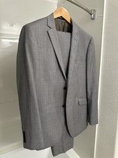 Renoir 2-piece Super 100 Virgin Wool Two Button Suit, Light Gray Mens 42R Slim