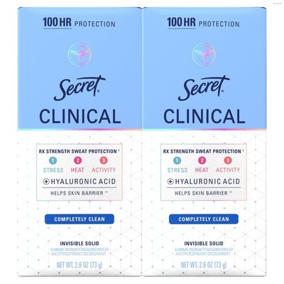 Clinical Strength 100HR Sweat & Odor, Completely Clean Invisible Solid Antipe...