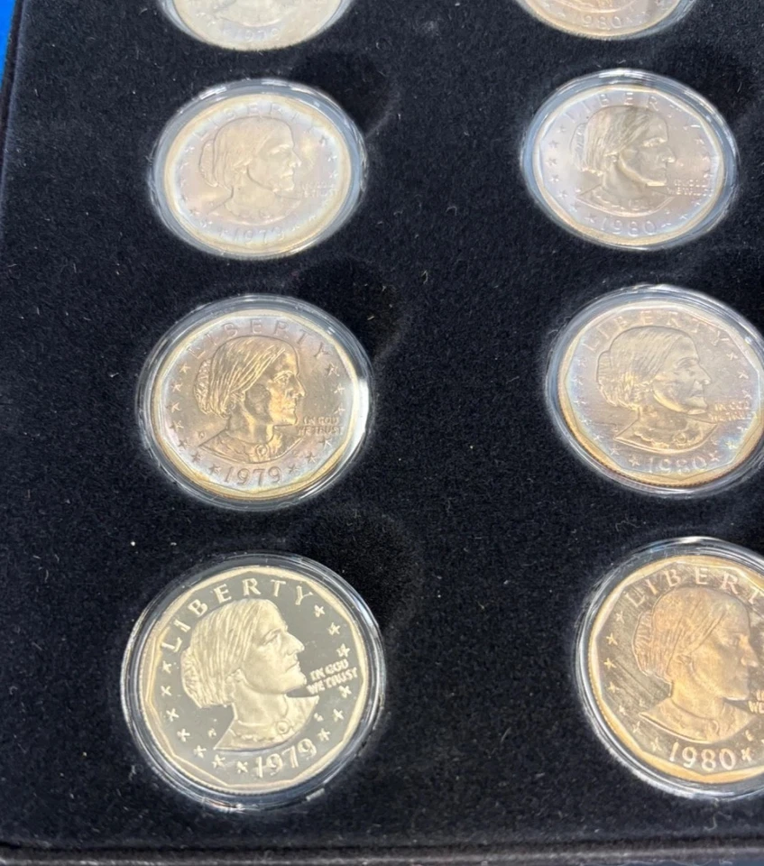 Susan B. Anthony Complete 16 Coin Dollar Set 1979, 1980, 1981 + 1999 Proof + COA - Image 2 of 3