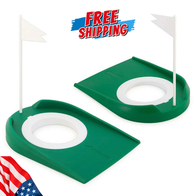 #ad 2x Indoor Outdoor Golf Putting Cup With Hole Flag Training Putter Practice Aid $2.53