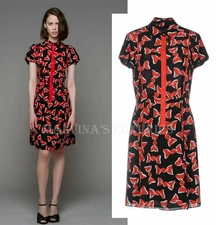 BOUTIQUE MOSCHINO DRESS SWEETIE CANDY WRAPPER PRINT SHIRT STYLE RED BLACK US 2