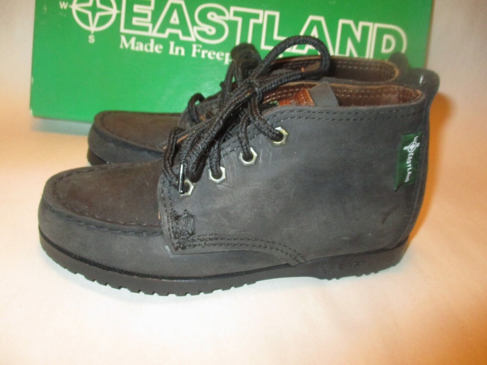 Vintage NIB Eastland Seneca Toddler Kids 12.5M Black Leather Lace Up Ankle Boots