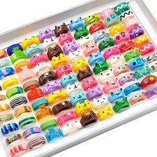Wholesale 30/50pcs Cute Animal Resin Rings Women Child Sweet Party Gift Jewelry