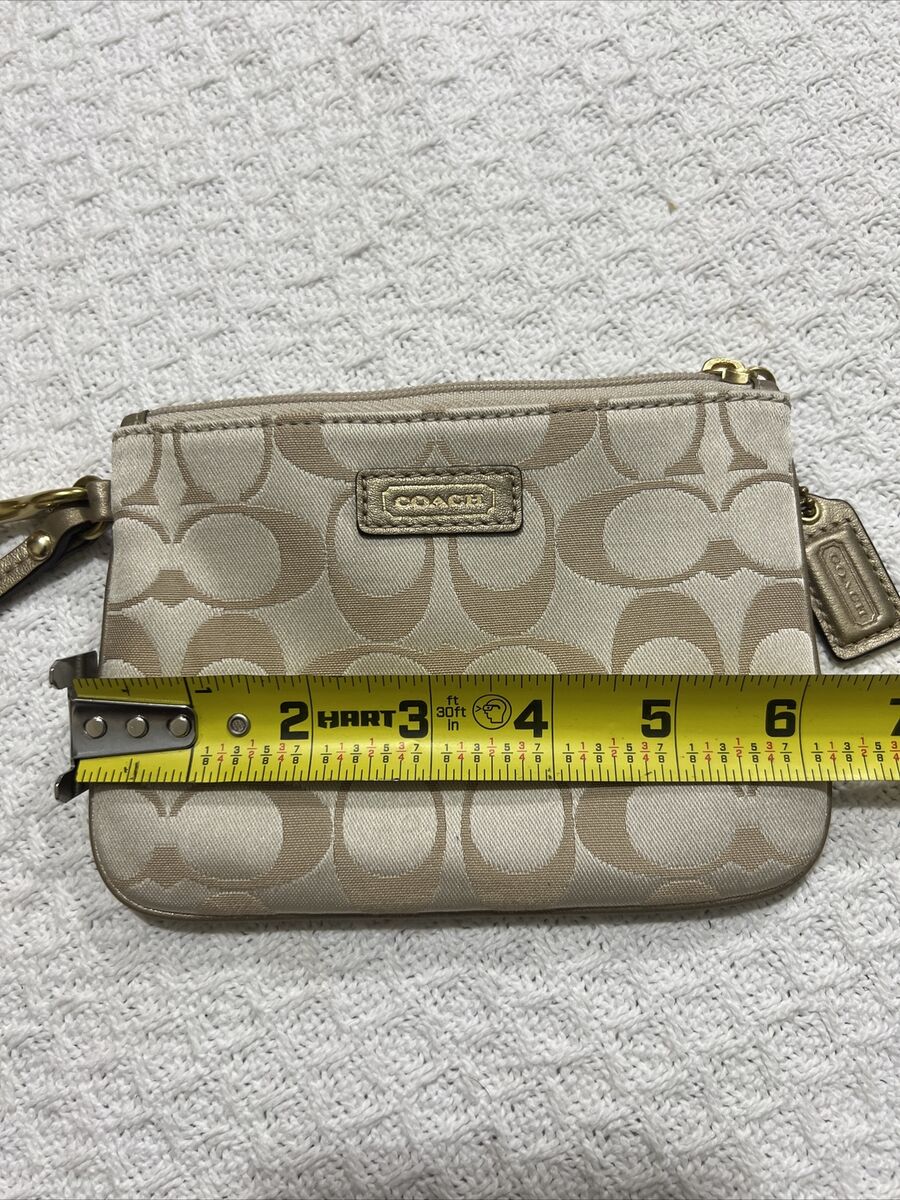 バッグ Coach Signature Zip Accessory Pouch Bag New COACH Signature PVC Leather Corner Zip Wristlet Clutch
