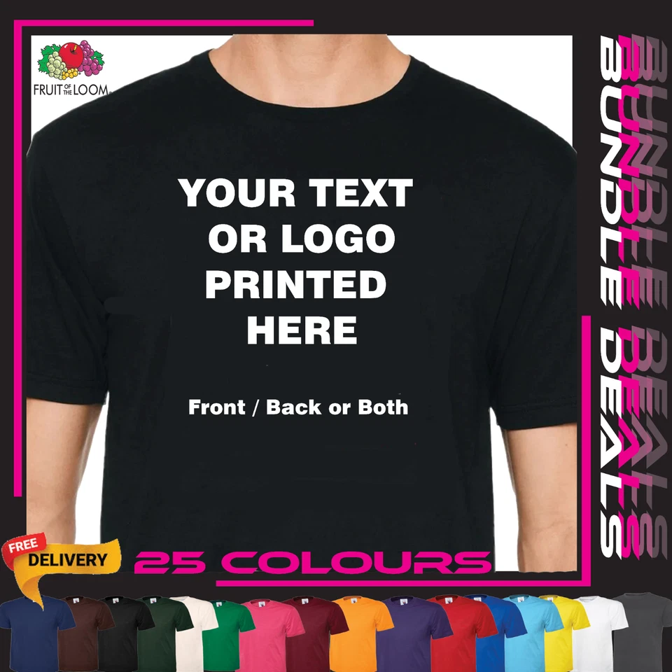 Personalised T-Shirt Custom Printed T-Shirt Logo Text Printed Unisex Work Party - Image 1 of 4