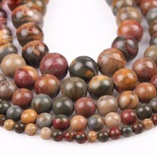 Natural Picasso Jasper Round Loose Gemstone Beads 15.5" 4mm 6mm 8mm 10mm 12mm