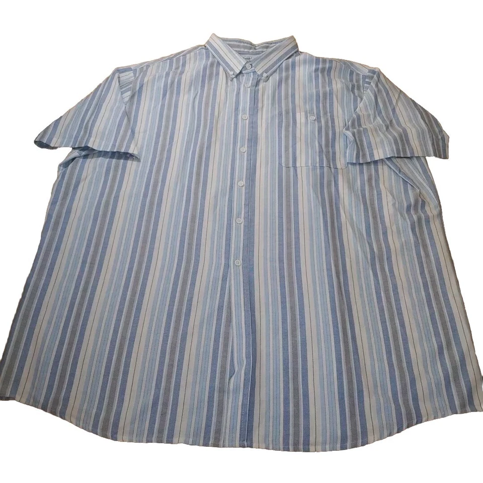 Saddlebrook Vtg Dress Shirt Men Sz 3X Coastal Blue Striped Cowboy Rodeo Button  - Image 3 of 4