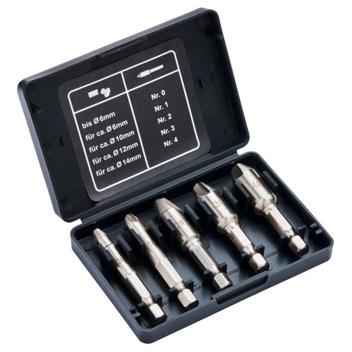 0XBIT Schraubenausdreher Set - 5-teilig Für Festgefressene Schrauben M3 Bis M18